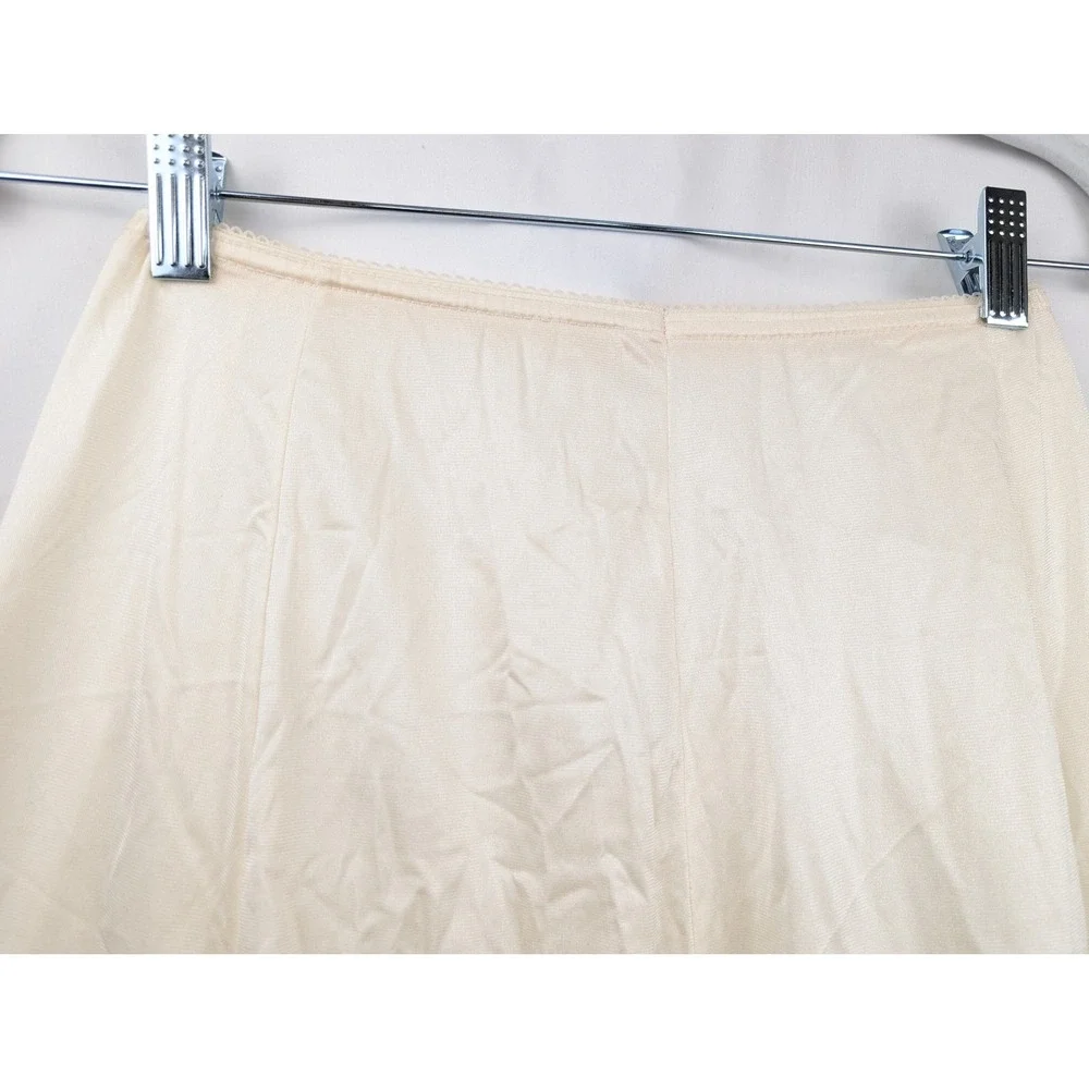 Vintage 80s Lace Trim Half Slip 26" Skirt Size S Cream Ivory Elastic Waist Retro - Picture 5 of 7